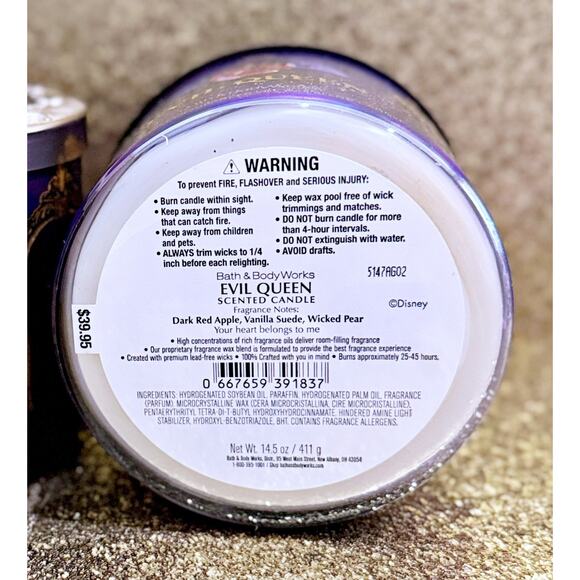 Lot of 2 Bath & Body Works Disney Villains Evil Queen Large 3-Wick Candle 14.5oz - Picture 8 of 8